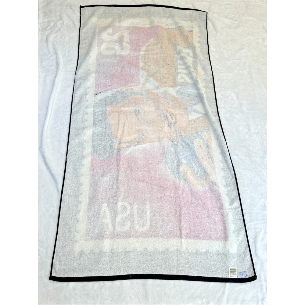 Vintage 1992 ELVIS Presley Postage Stamp Beach Swim Bath Towel NEW w/Tags One Sz